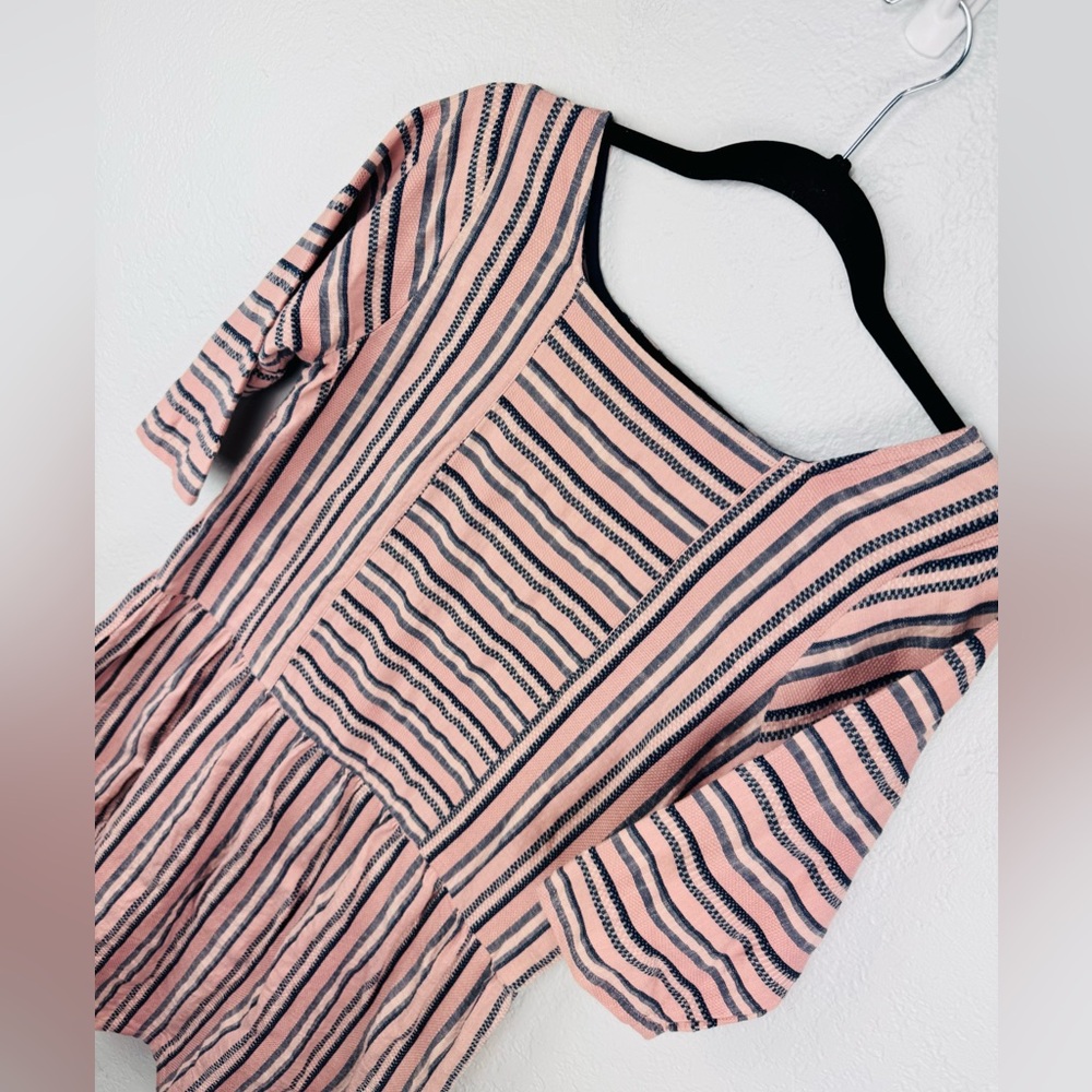 Ace & Jig Striped Short Sleeve Cotton Dress in Blush and Navy - Picture 6 of 9